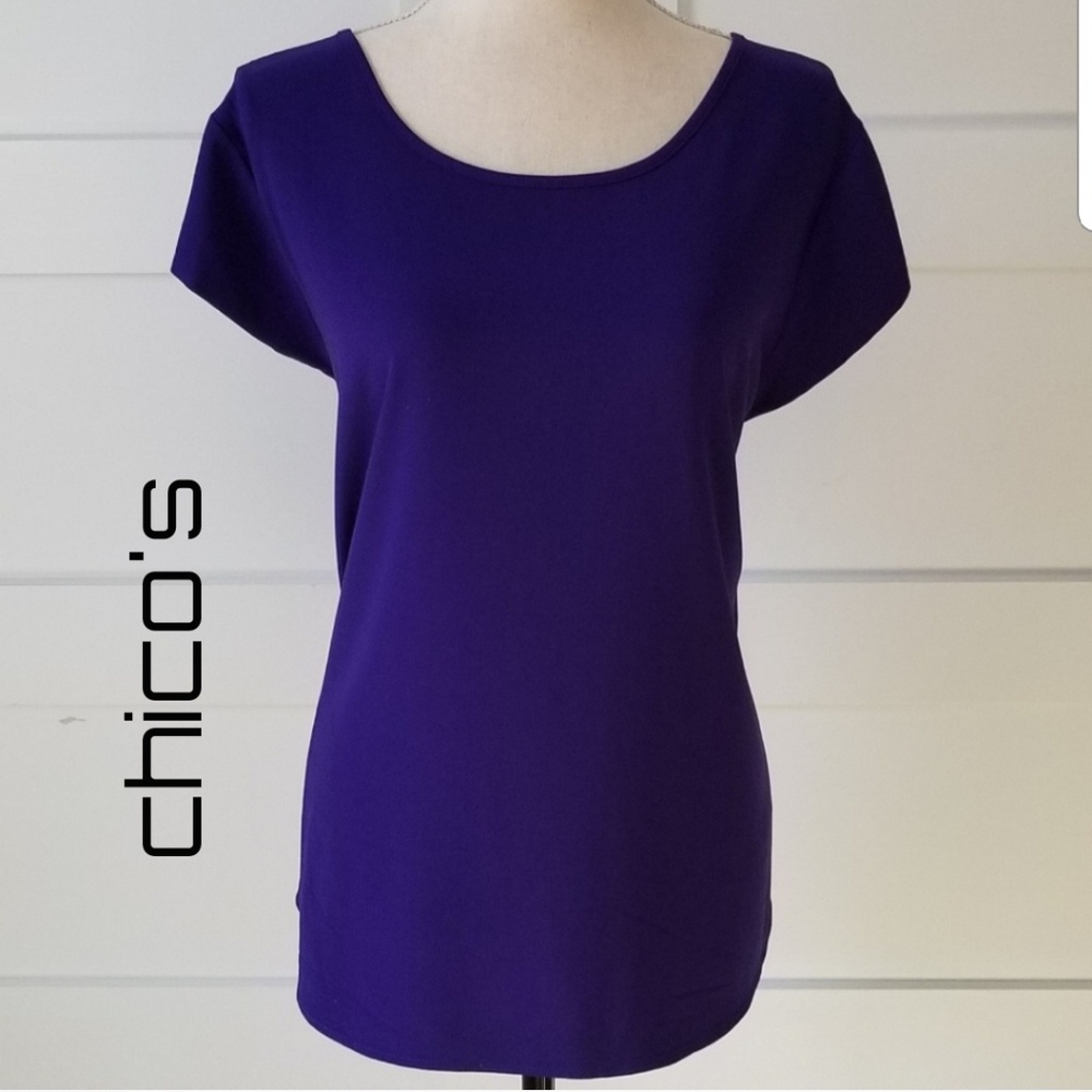 Chico's cap sleeve high-low stretch top, Sz 3